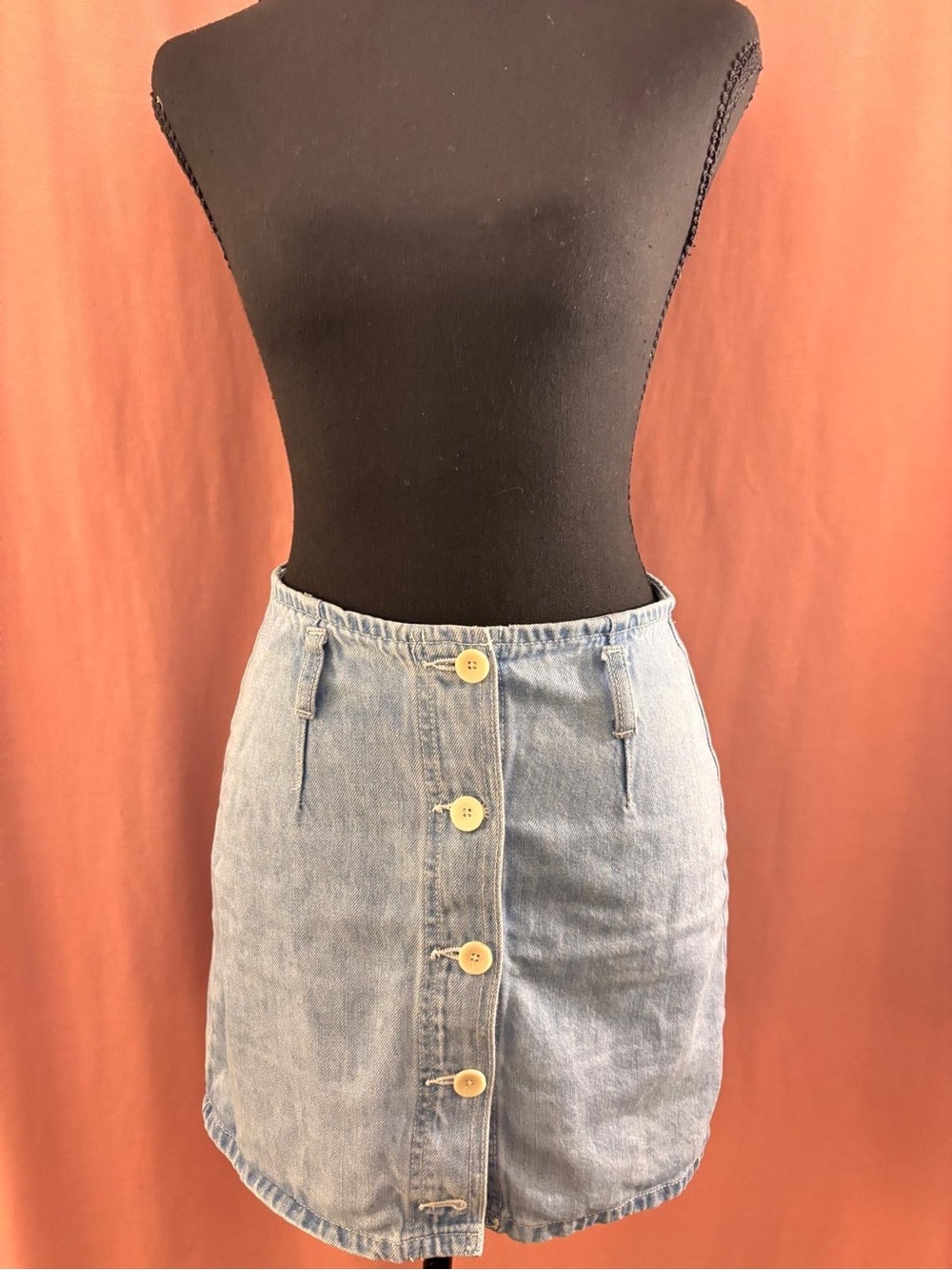 PacSun Light Blue Denim Button-Front Midi Skirt